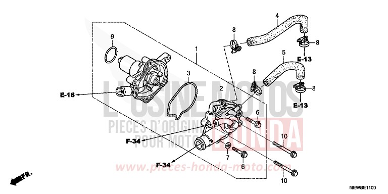 WATER PUMP for Deauville ABS SHASTA WHITE (NH138) from 2011